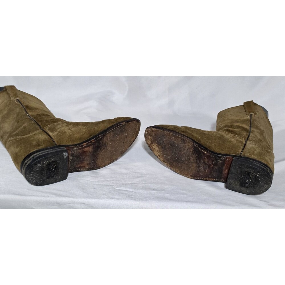 Caborca Mens Vintage Brown Suede Leather Cowboy Boots Size 8.5 US 26.5 Mex Wide - Picture 5 of 11